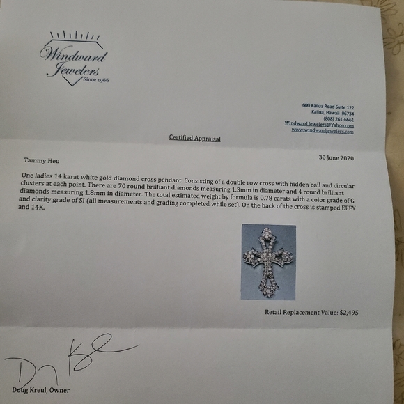 💥SOLD💥 EFFY Diamond Cross 14k Wht Gold W/ Papers - Picture 8 of 8